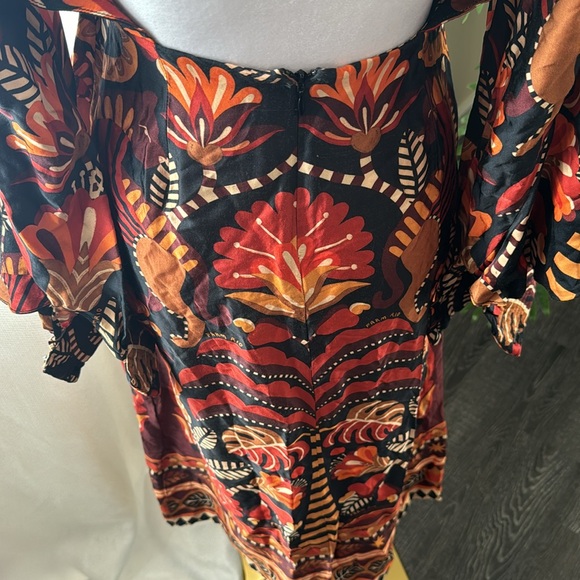 FARM RIO Red Nature Beauty Scarf Backless Midi Dress, Size Small, $270 - Picture 13 of 14